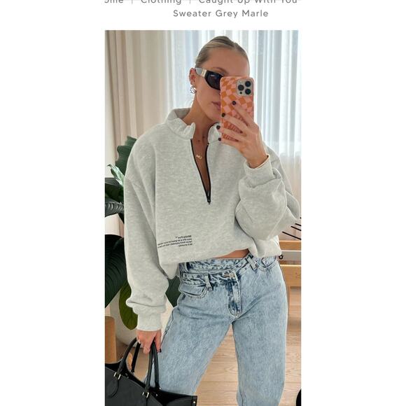 White Fox Caught Up with You Zip Front Words Grey L/XL * S1 - Picture 5 of 6